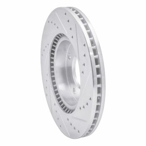 Hyundai Sonata Brake Rotor (1) - Front Left - R1 Concepts - Drilled & Slotted - Silver - `02-`06